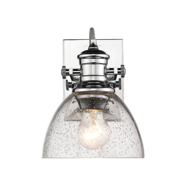Golden Lighting 3118-BA1 CH-SD Hines 1 Light 7 inch Bath Vanity Light Convertible to Ceiling Mount In Chrome With Seeded Glass